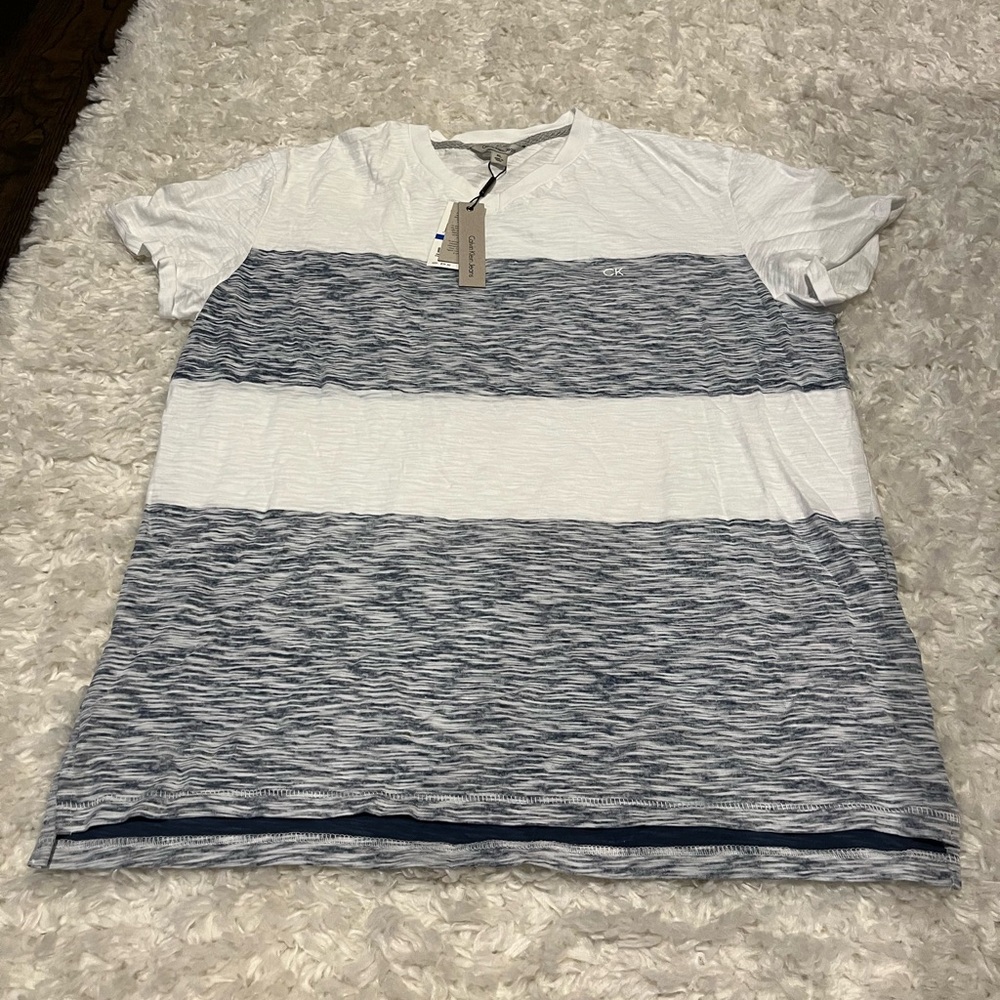 Calvin Klein Jeans White and Gray Short Sleeve Tee